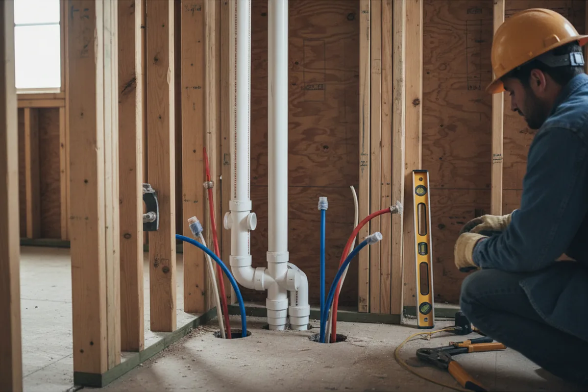 Drain and supply rough-in during Leak Detection in Beach Haven
