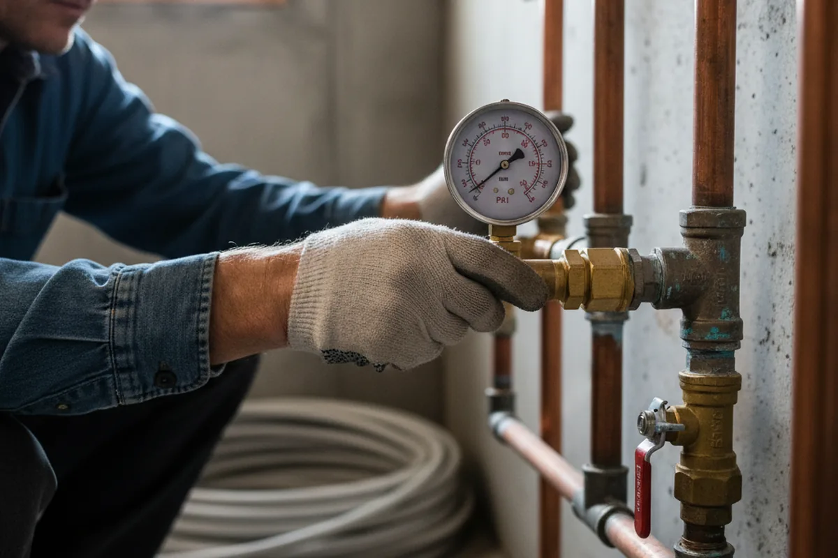 Pressure testing a repaired line during Water Line Repair in Beach Haven